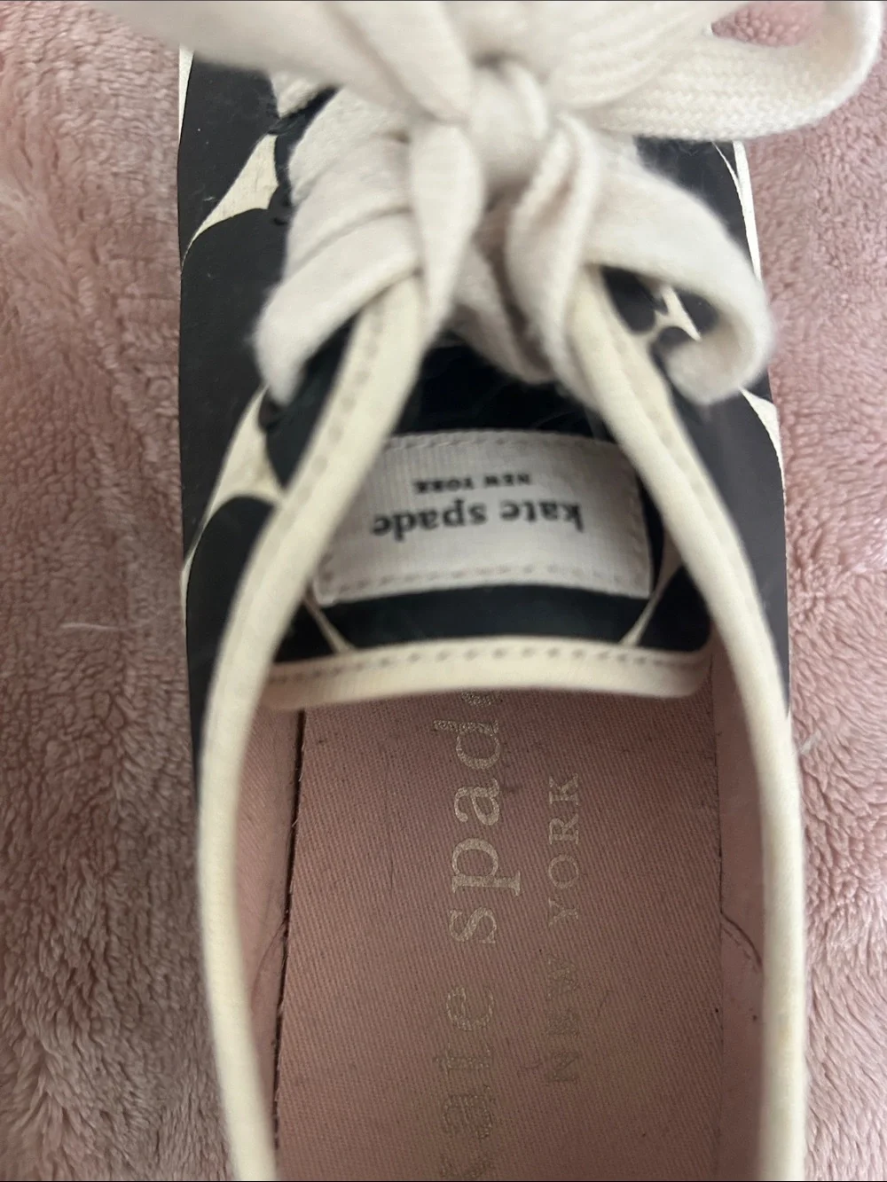 kate spade Black and Cream Polka Dot Lace-Up Sneakers